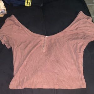 crop top, you can unbotton, stretchy, pinkish rose color